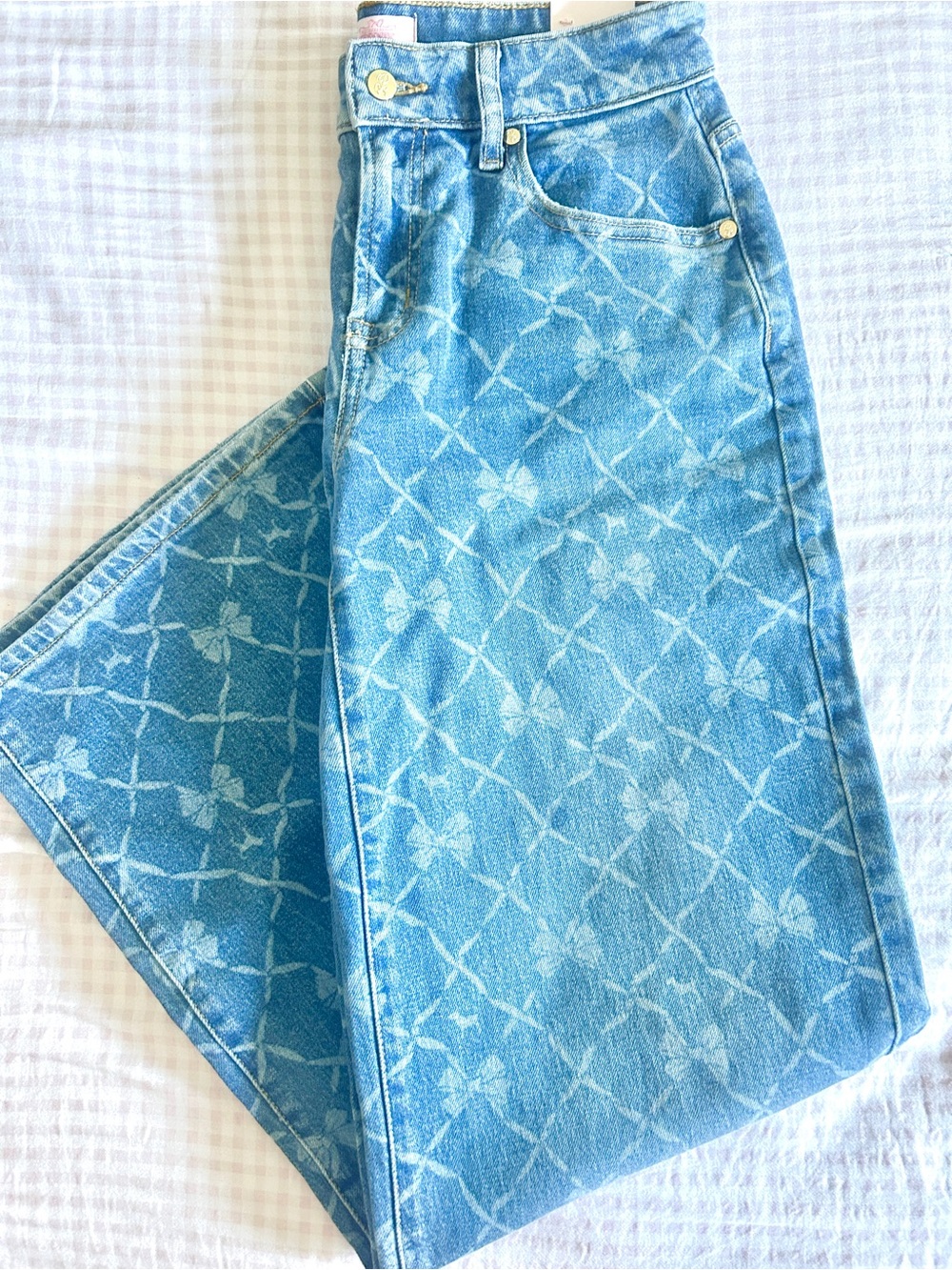 PINK Victoria's Secret x Love shack fancy Wide Leg Jeans 6 NWT